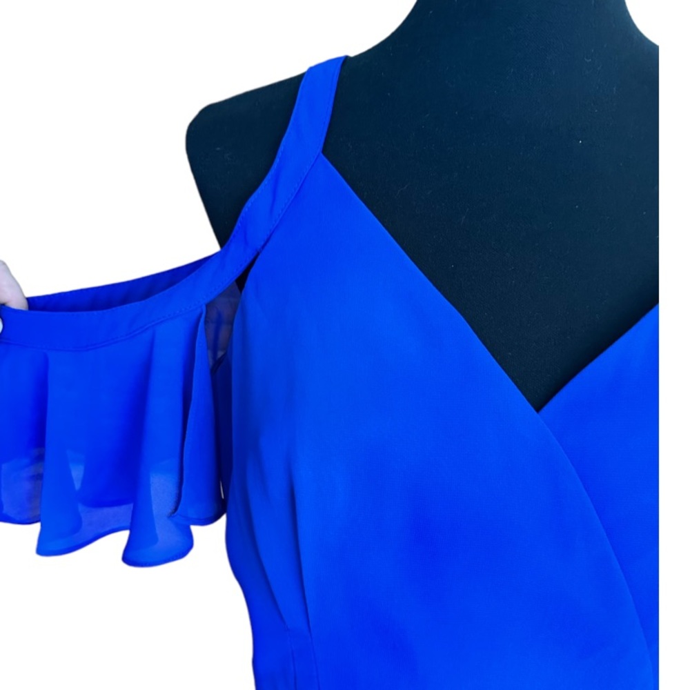 Lulus Bombshell Royal Blue Off-The-Shoulder Wrap Dress Size XL - Picture 8 of 13